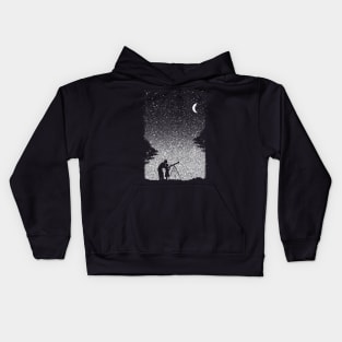 Father and daughter astronomy under the starry sky art observatory Kids Hoodie